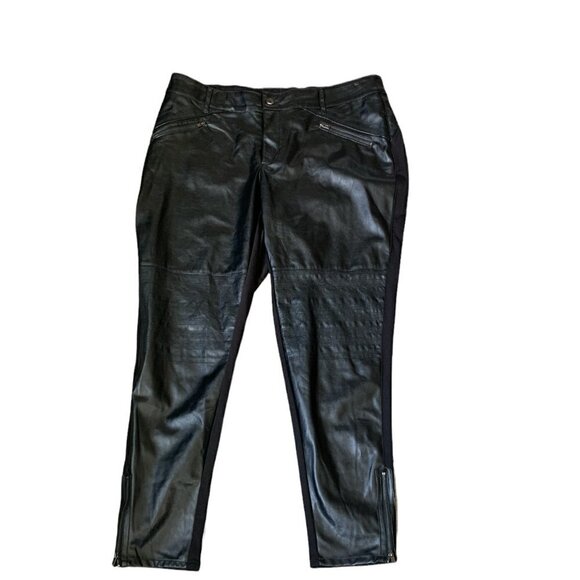 Harper Liv Faux Leather/Knit Stretch Moto Pant Zipper Ankle & Pockets Sz 16W 35E - Picture 1 of 8